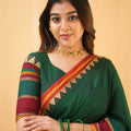 Dark Green Narayanpet Cotton Saree