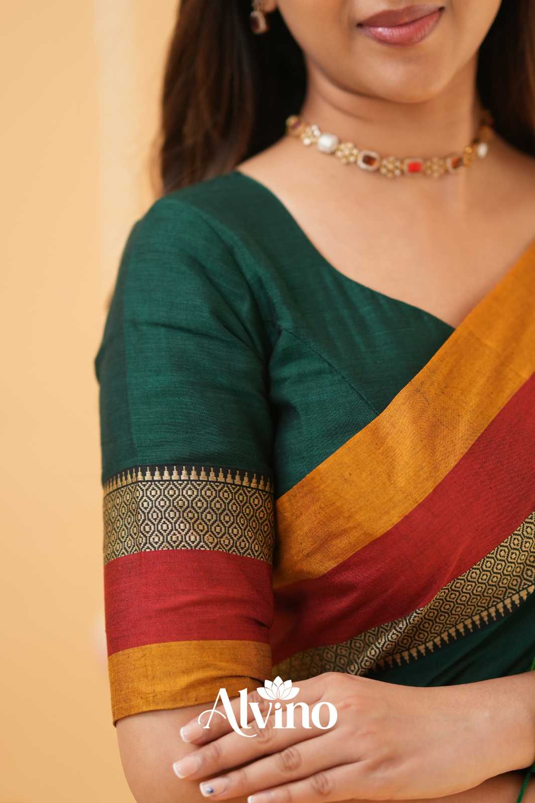 Dark Green Narayanpet Cotton Saree