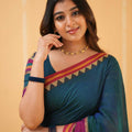 Teal Narayanpet Cotton Saree