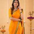 Orange  Narayanpet Cotton Saree