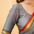 Grey  Narayanpet Cotton Saree