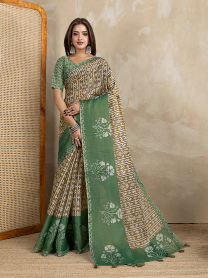 premium Design LInen Cotton Saree