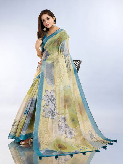 premium Design LInen Cotton Saree
