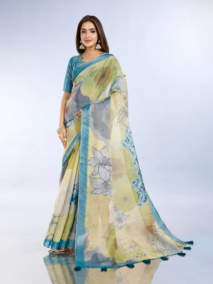 premium Design LInen Cotton Saree