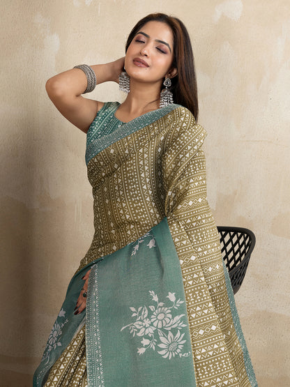 premium Design LInen Cotton Saree