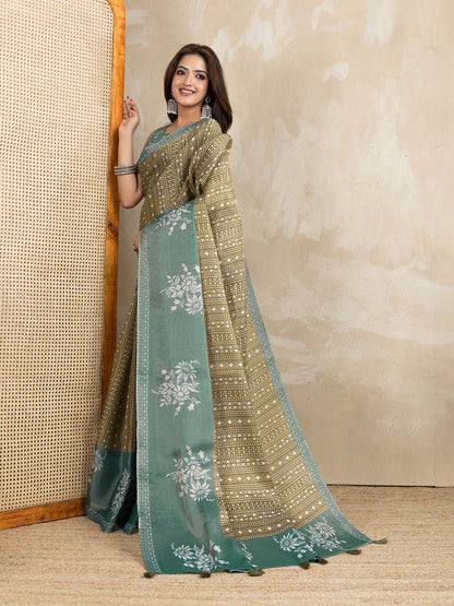 premium Design LInen Cotton Saree