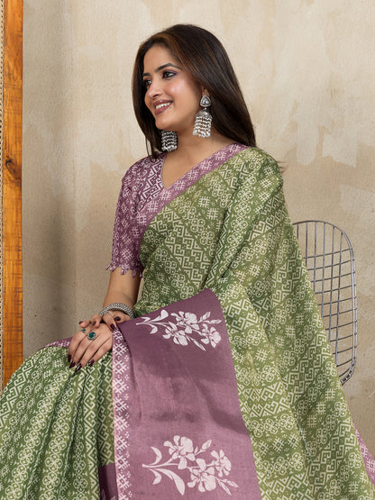 premium Design LInen Cotton Saree
