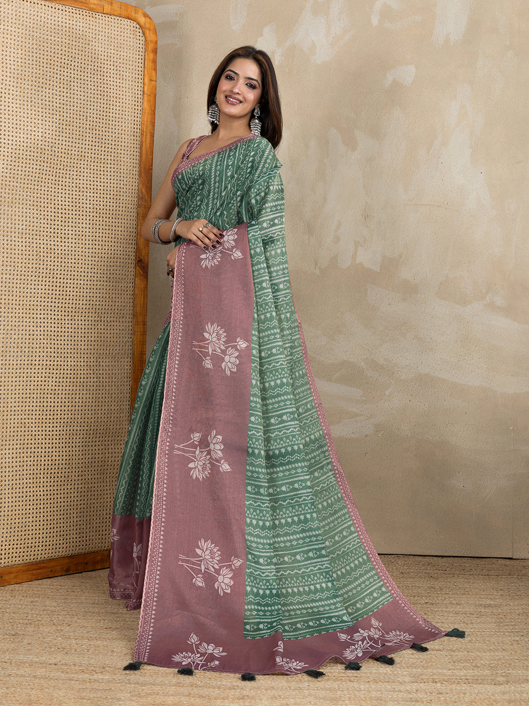 premium Design LInen Cotton Saree