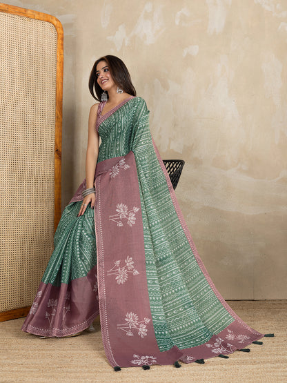 premium Design LInen Cotton Saree