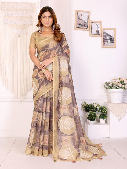 Primum Soft Cotton Leaf Design Saree