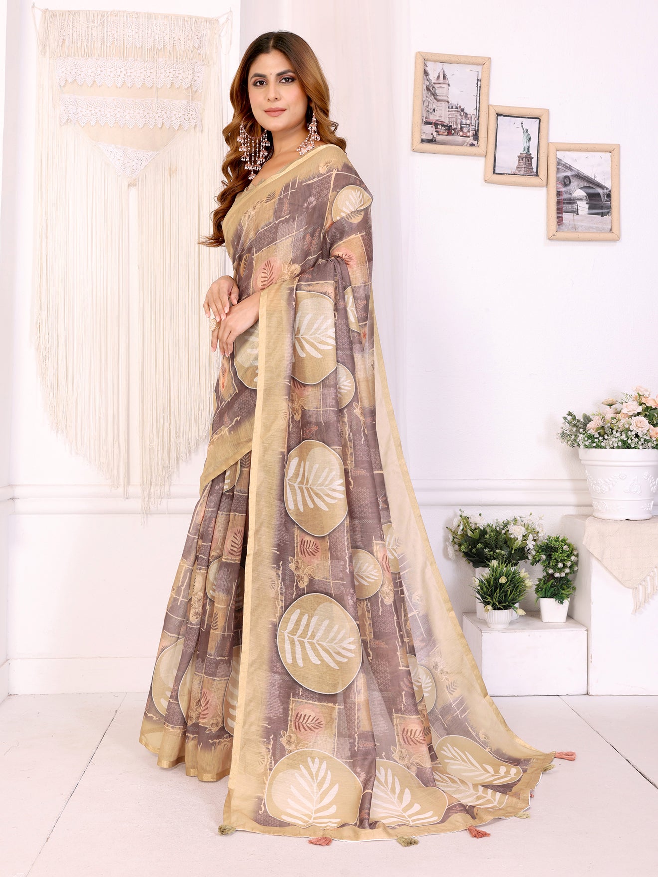 Primum Soft Cotton Leaf Design Saree
