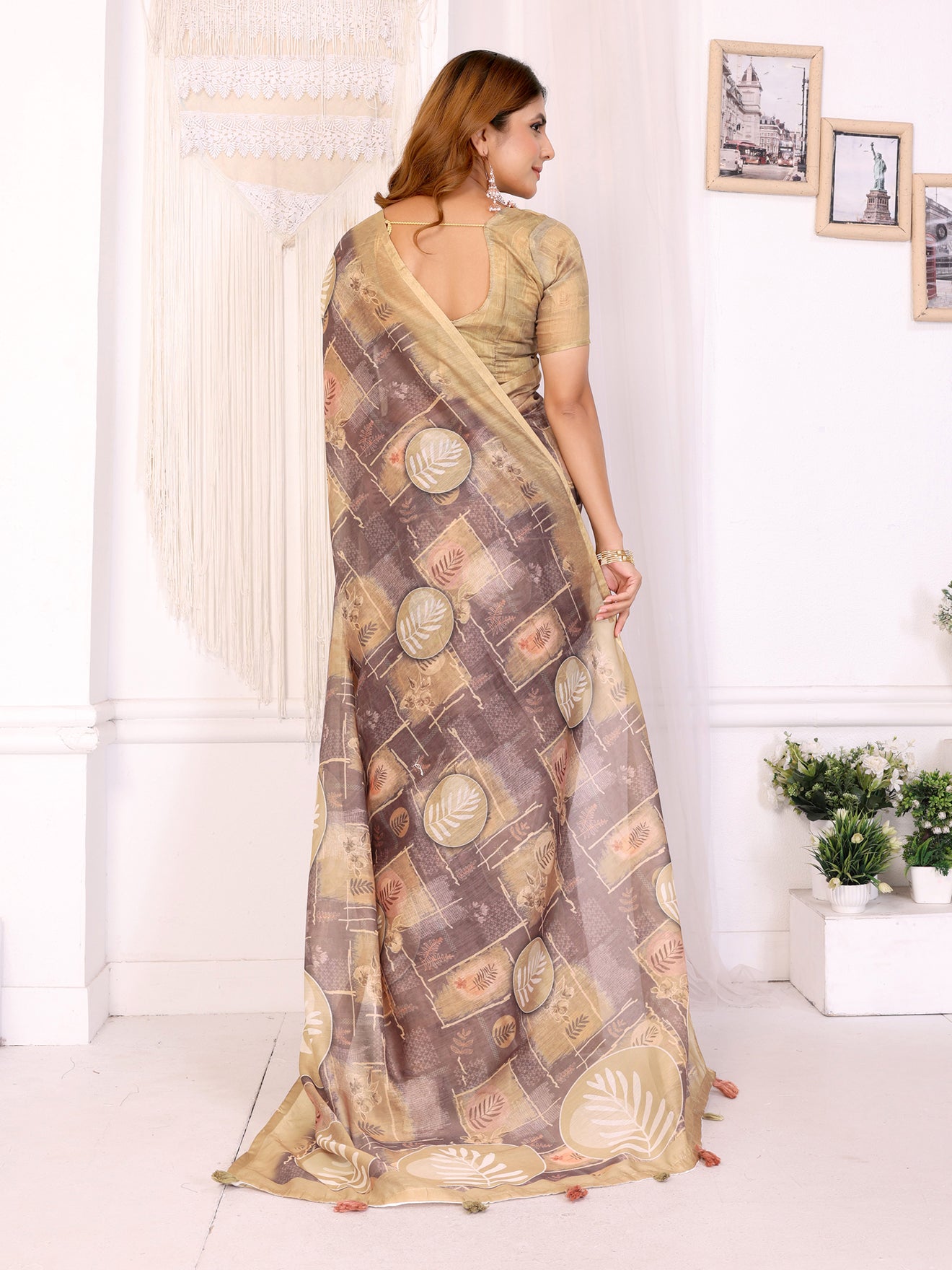 Primum Soft Cotton Leaf Design Saree