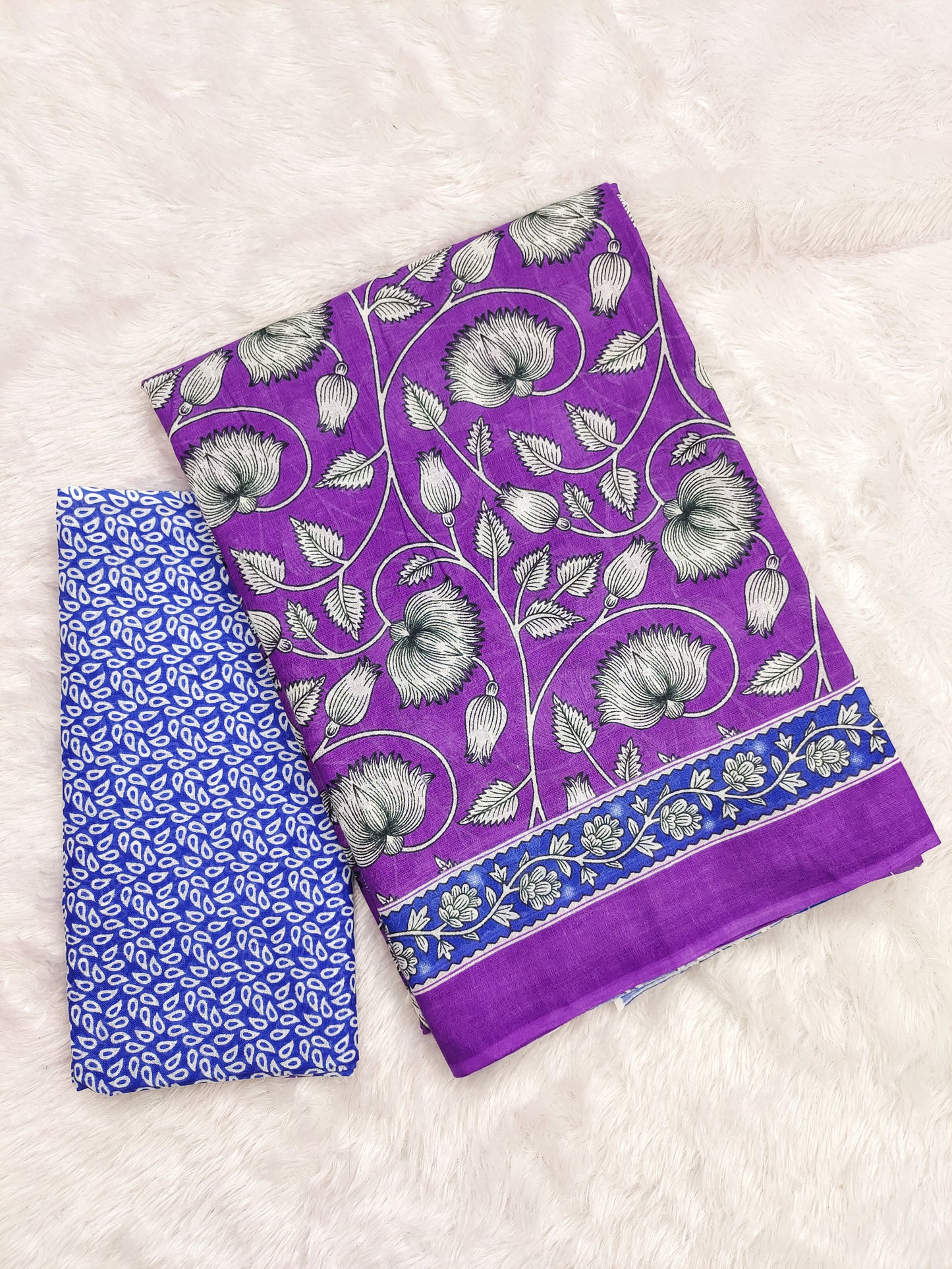 Ajrakh Purple Pure MulMul Cotton Saree