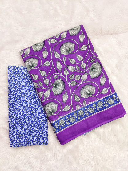 Ajrakh Purple Pure MulMul Cotton Saree