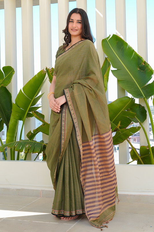 Vanya Green Handloom Narayanpet Cotton Saree