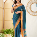 Teal Color  Narayanpet Cotton Saree