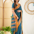 Teal Color  Narayanpet Cotton Saree