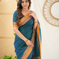 Teal Color  Narayanpet Cotton Saree
