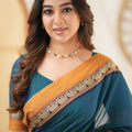Teal Color  Narayanpet Cotton Saree