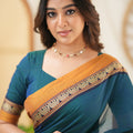 Teal Color  Narayanpet Cotton Saree