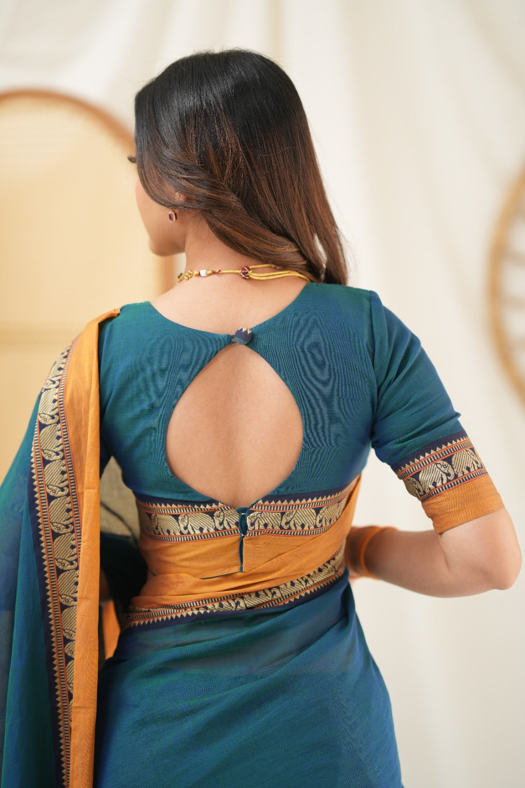 Teal Color  Narayanpet Cotton Saree