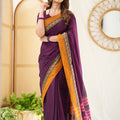 Purple  Narayanpet Cotton Saree