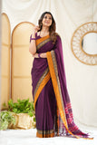Purple  Narayanpet Cotton Saree
