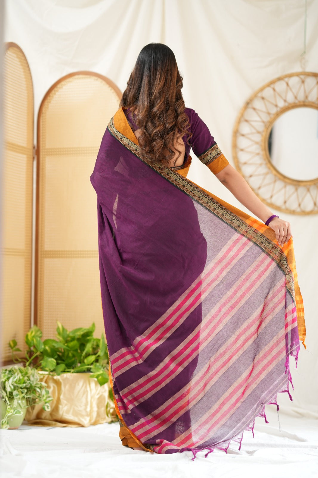 Purple  Narayanpet Cotton Saree