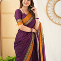 Purple  Narayanpet Cotton Saree