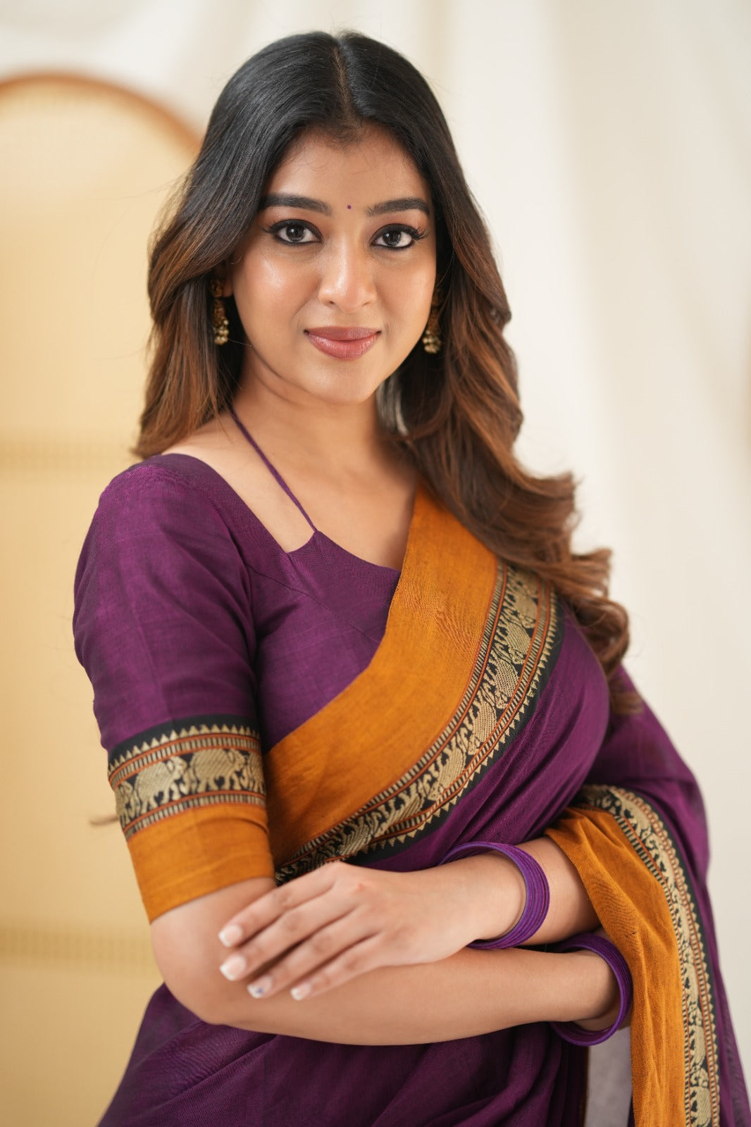 Purple  Narayanpet Cotton Saree