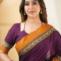 Purple  Narayanpet Cotton Saree