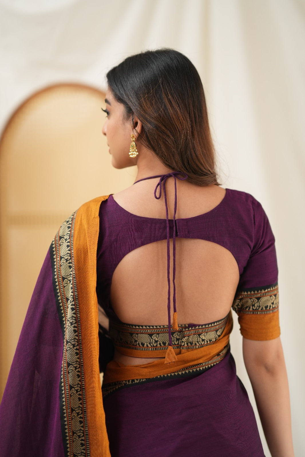 Purple  Narayanpet Cotton Saree