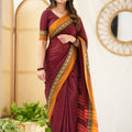 Marron Narayanpet Cotton Saree