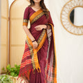 Marron Narayanpet Cotton Saree