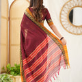Marron Narayanpet Cotton Saree