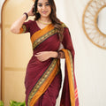 Marron Narayanpet Cotton Saree