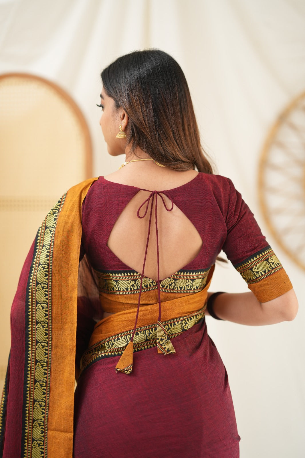 Marron Narayanpet Cotton Saree