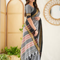 Grey  Narayanpet Cotton Saree