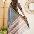 Grey  Narayanpet Cotton Saree