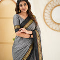 Grey  Narayanpet Cotton Saree