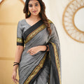 Grey  Narayanpet Cotton Saree