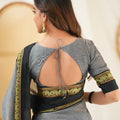 Grey  Narayanpet Cotton Saree