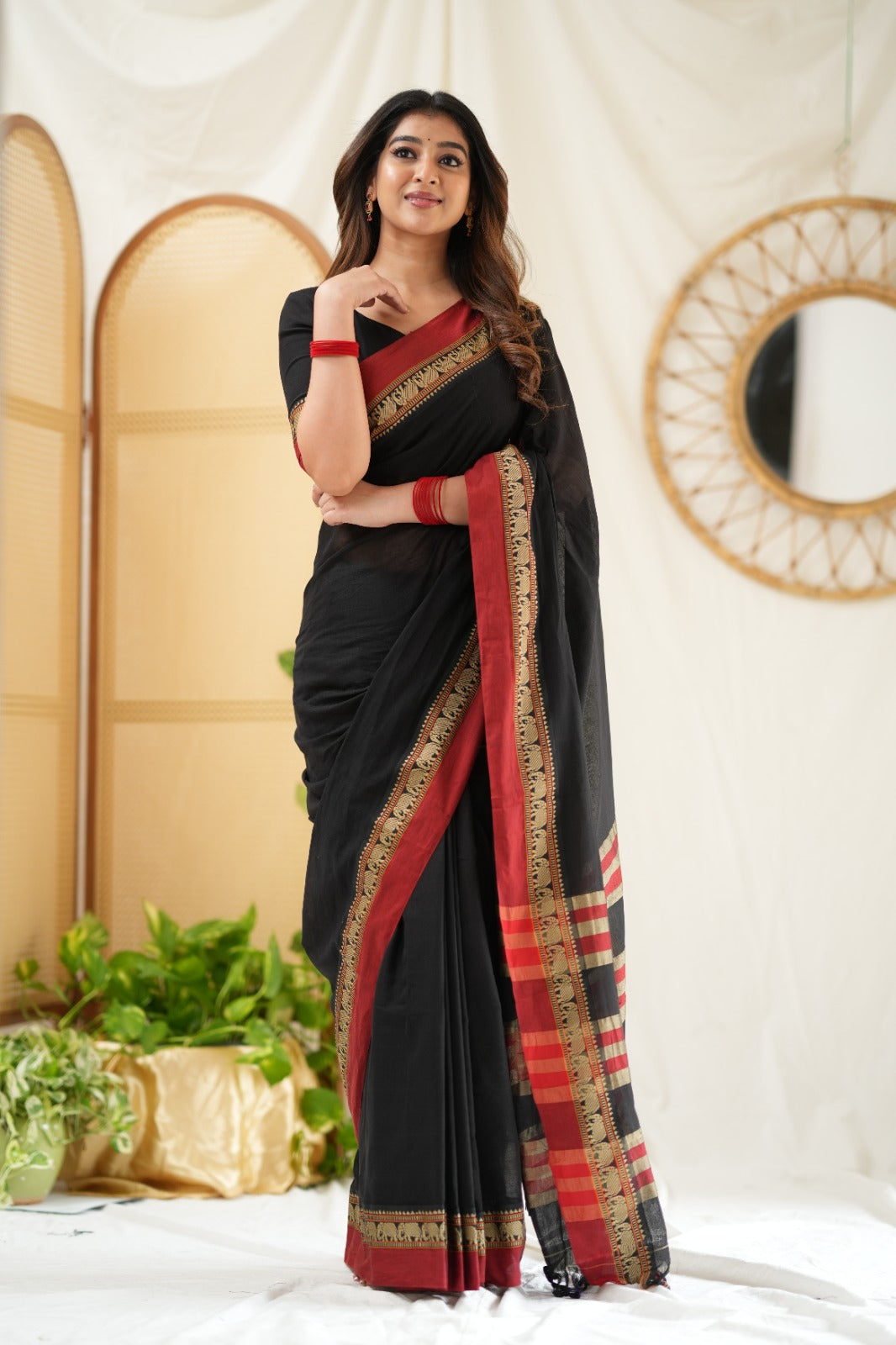 Black Color Narayanpet Cotton Saree