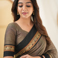 Charcoal Grey  Narayanpet Cotton Saree