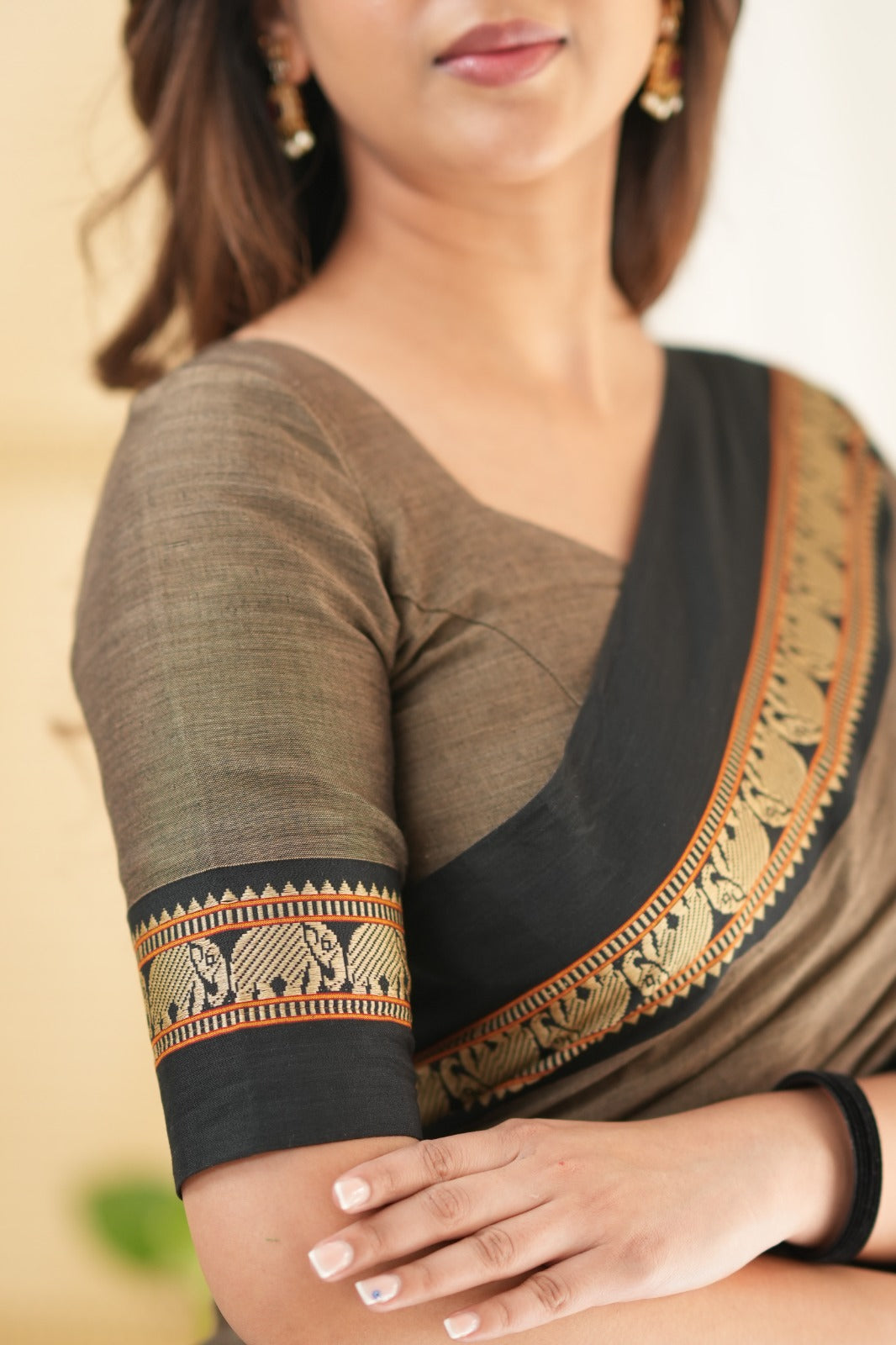Charcoal Grey  Narayanpet Cotton Saree
