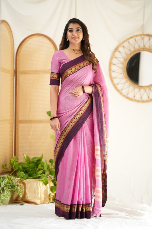 Pink Color  Narayanpet Cotton Saree