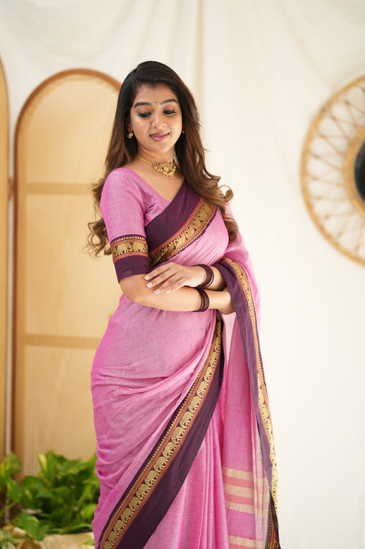 Pink Color  Narayanpet Cotton Saree