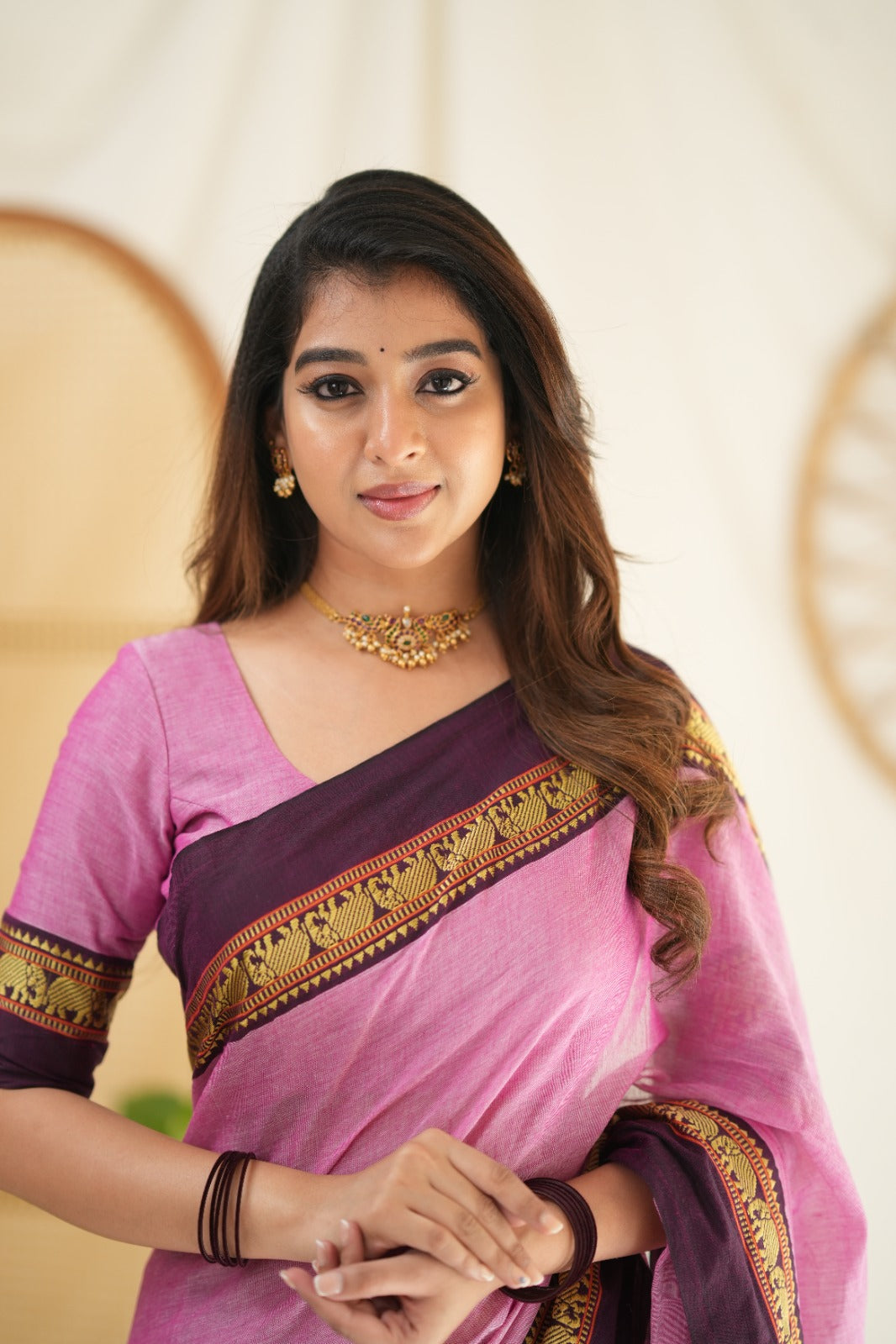 Pink Color  Narayanpet Cotton Saree