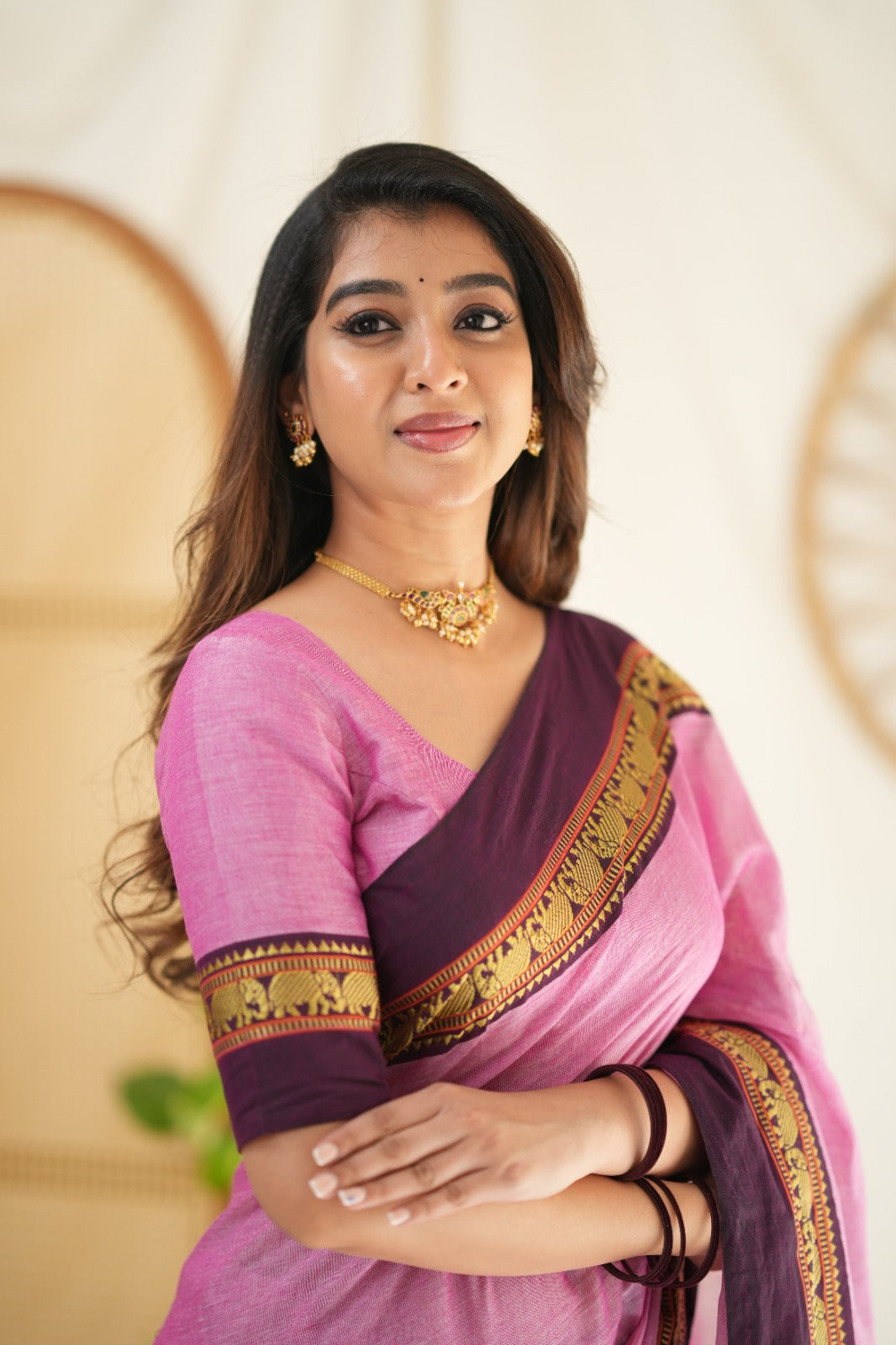 Pink Color  Narayanpet Cotton Saree