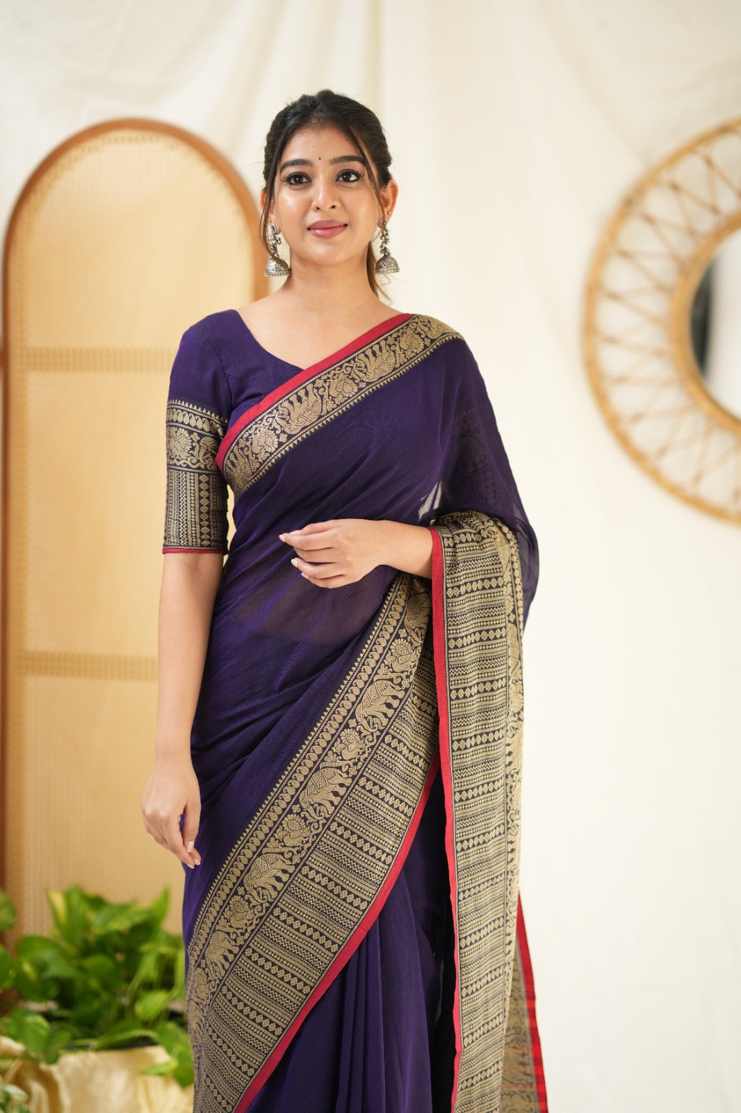 Deep Purple  Narayanpet Cotton Saree
